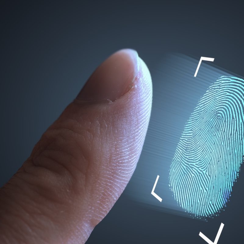 fingerprint scanning from finger. technology, security and biometric concept.